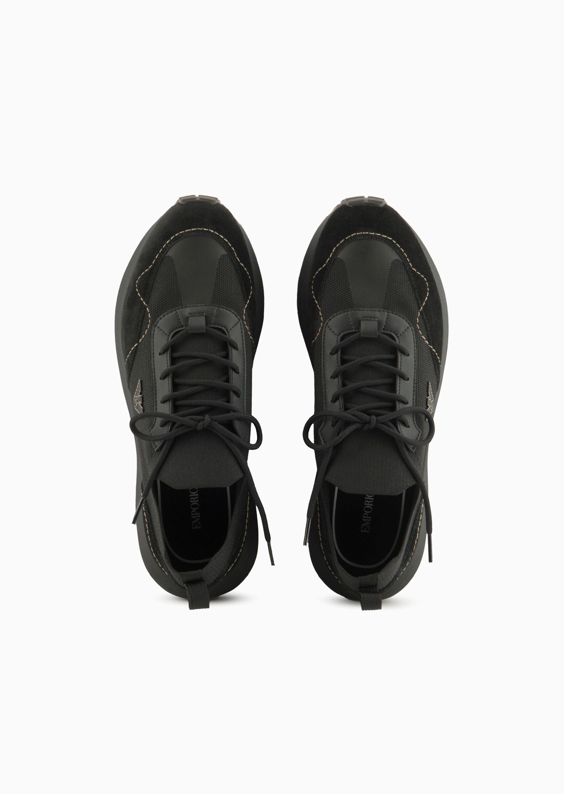 Emporio Armani Lace Up Sneakers In Black