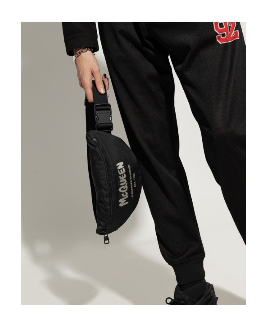Alexander Mcqueen Logo Print Belt Bag In Black