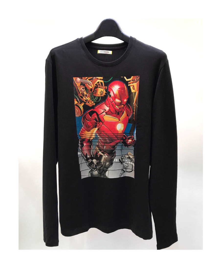 Iceberg Printed Long-sleeved T-shirt In Black