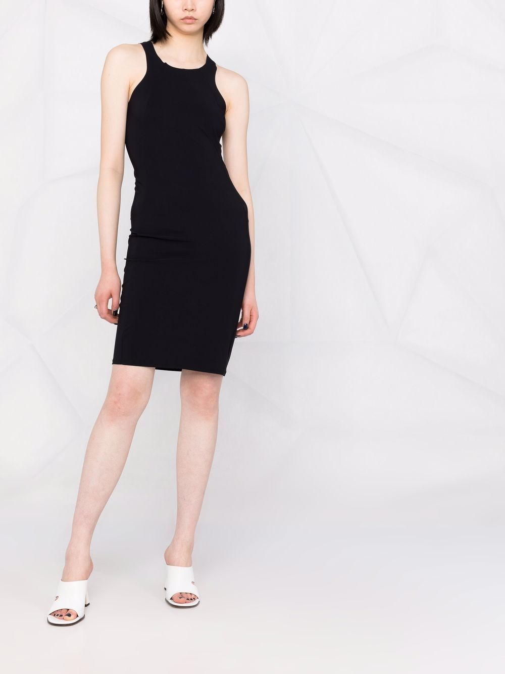Shop Patrizia Pepe Round-neck Sleeveless Racer Dress In Black