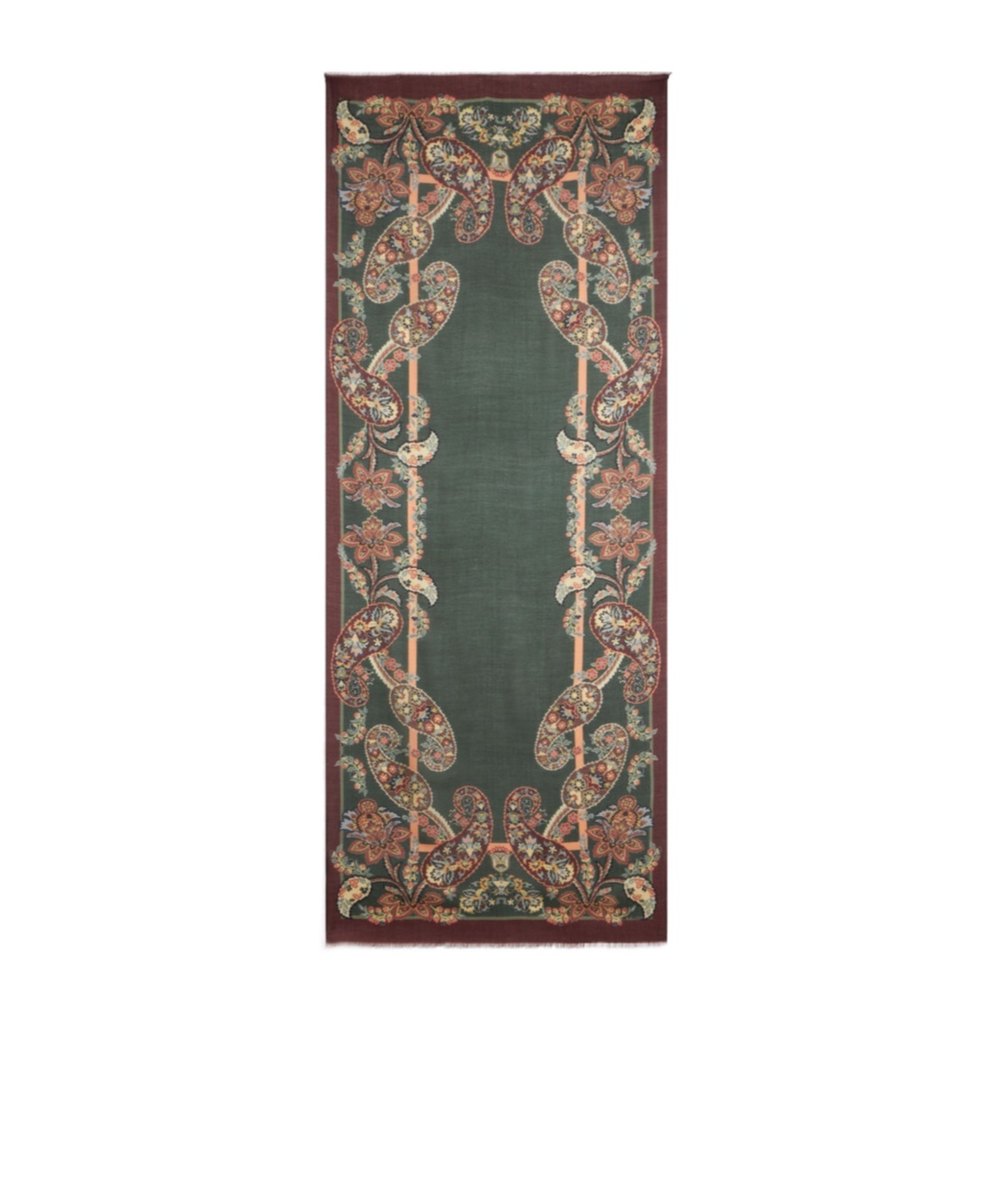 Shop Etro Paisley-print Wool-silk Blend Scarf In Black