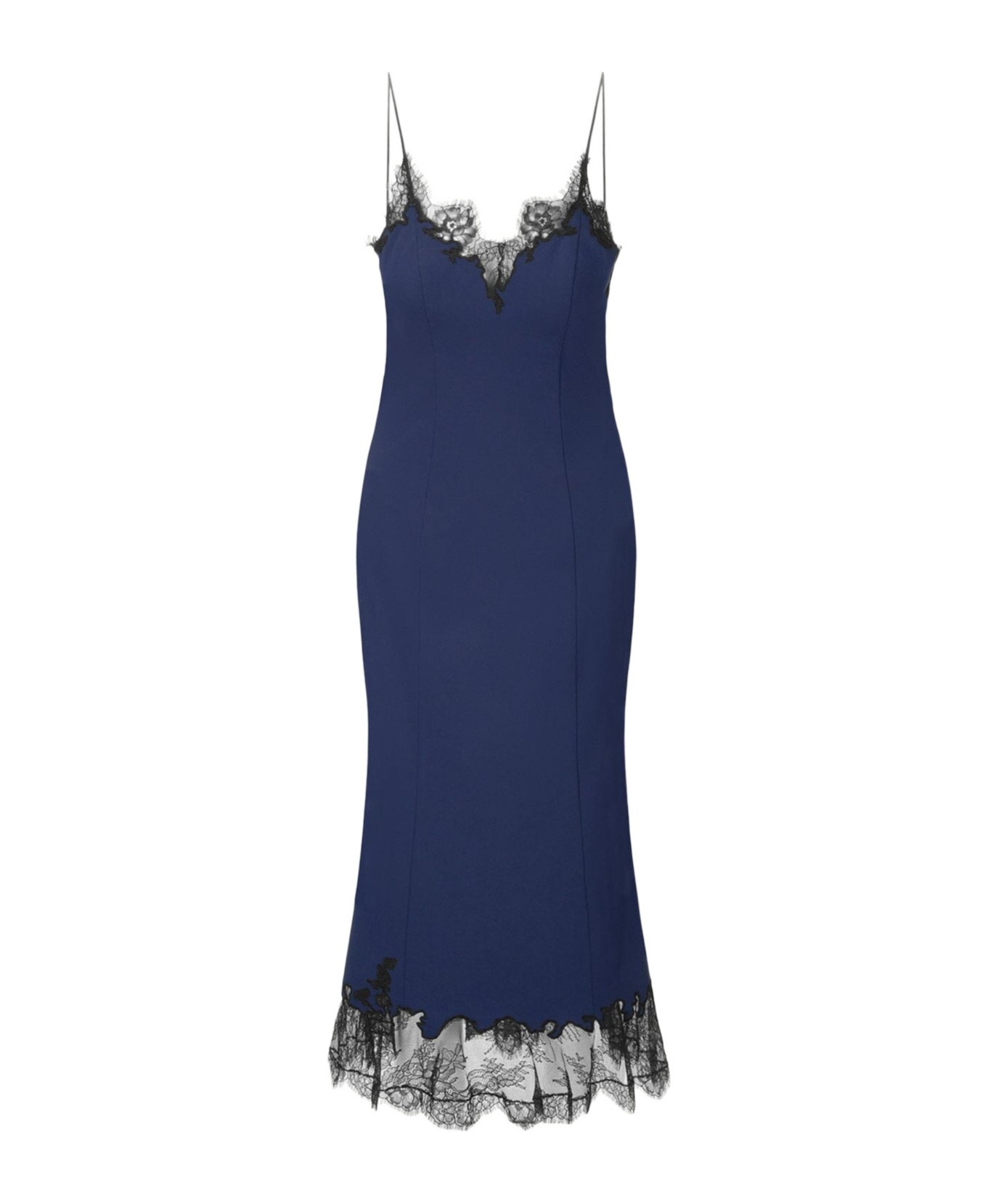 Staud Nadia Lace-trim Midi Dress In Blue