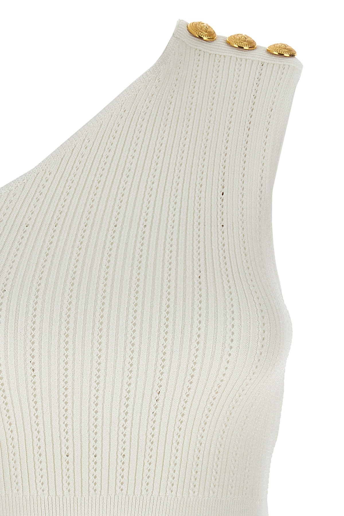 BALMAIN ASYMMETRIC BUTTONED KNIT TOP