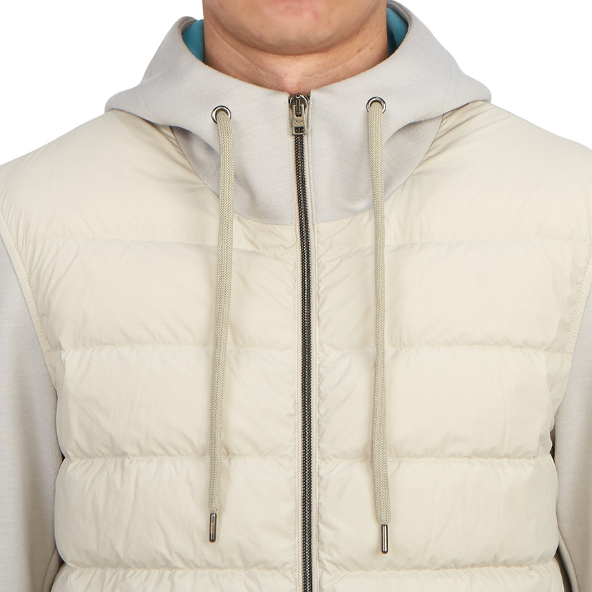 Herno Zip-up Hooded Drawstring Down Jacket In White