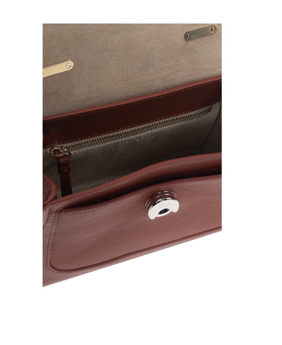 Chloé Mini Tess Day Shoulder Bag In Grained Leather In Brown