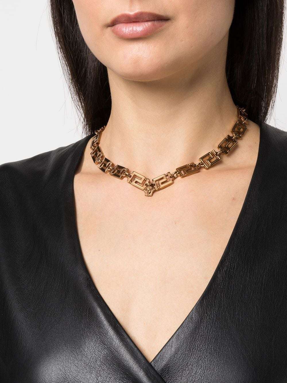 Versace Monogram Chain-link Necklace In Yellow
