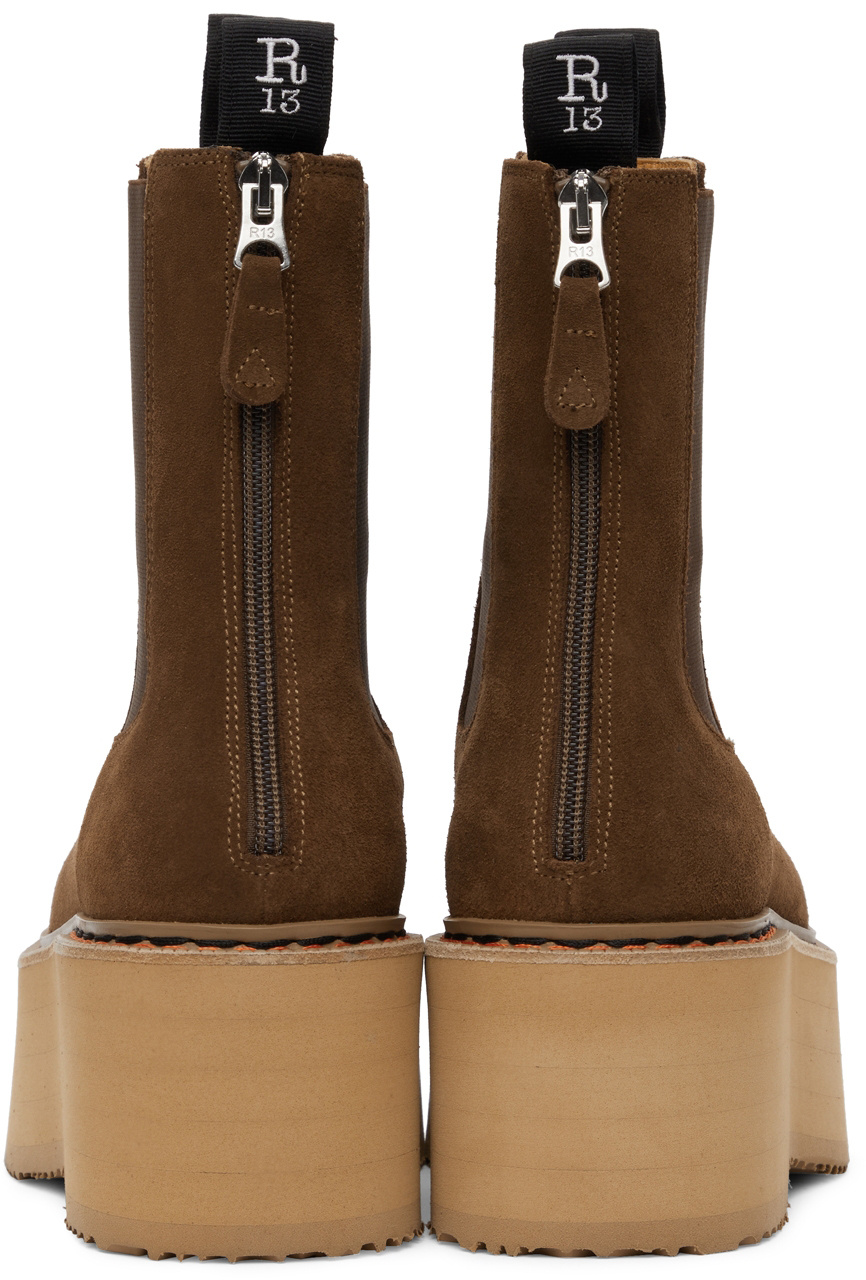 R13 Logo Chelsea Boots In Brown