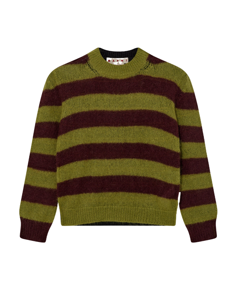 Marni Round Neck Long-sleeved Sweater In Brown