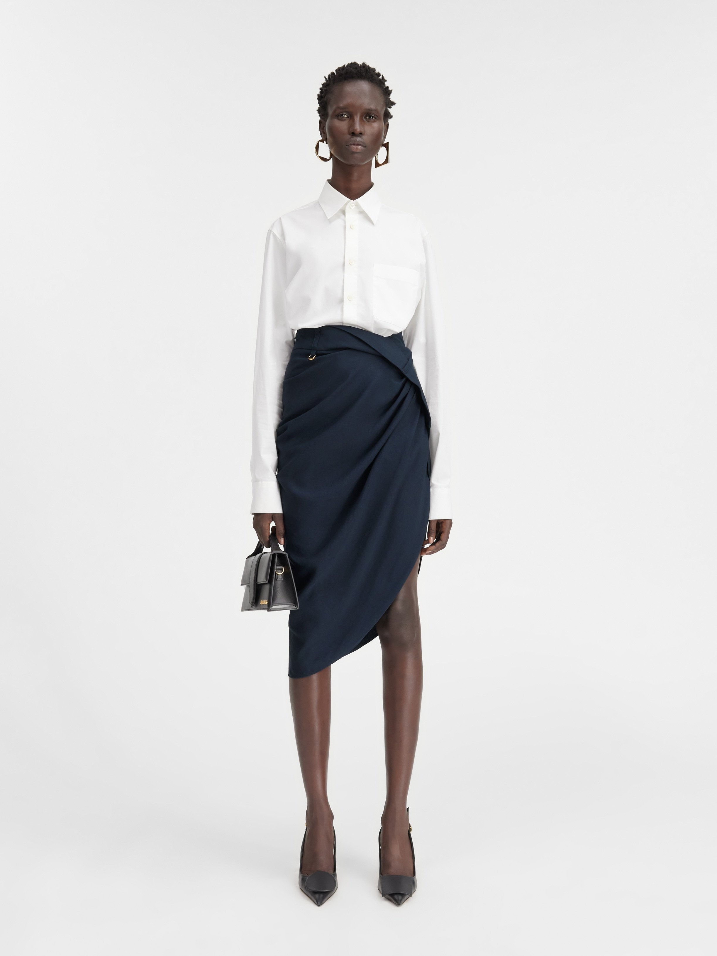 Jacquemus La Jupe Saudade Draped Skirt In Blue