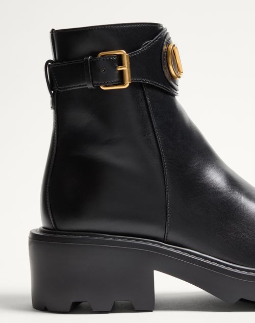 Valentino Garavani Vlogo Signature Ankle Boot In Calfskin 55mm Woman Black 40.5 In Black