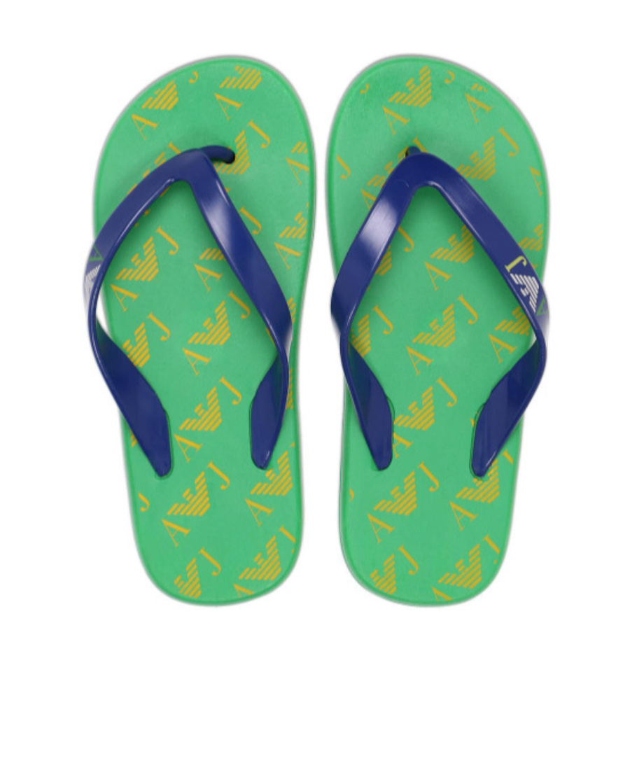 Armani Jeans Logo Flip-flops In Green