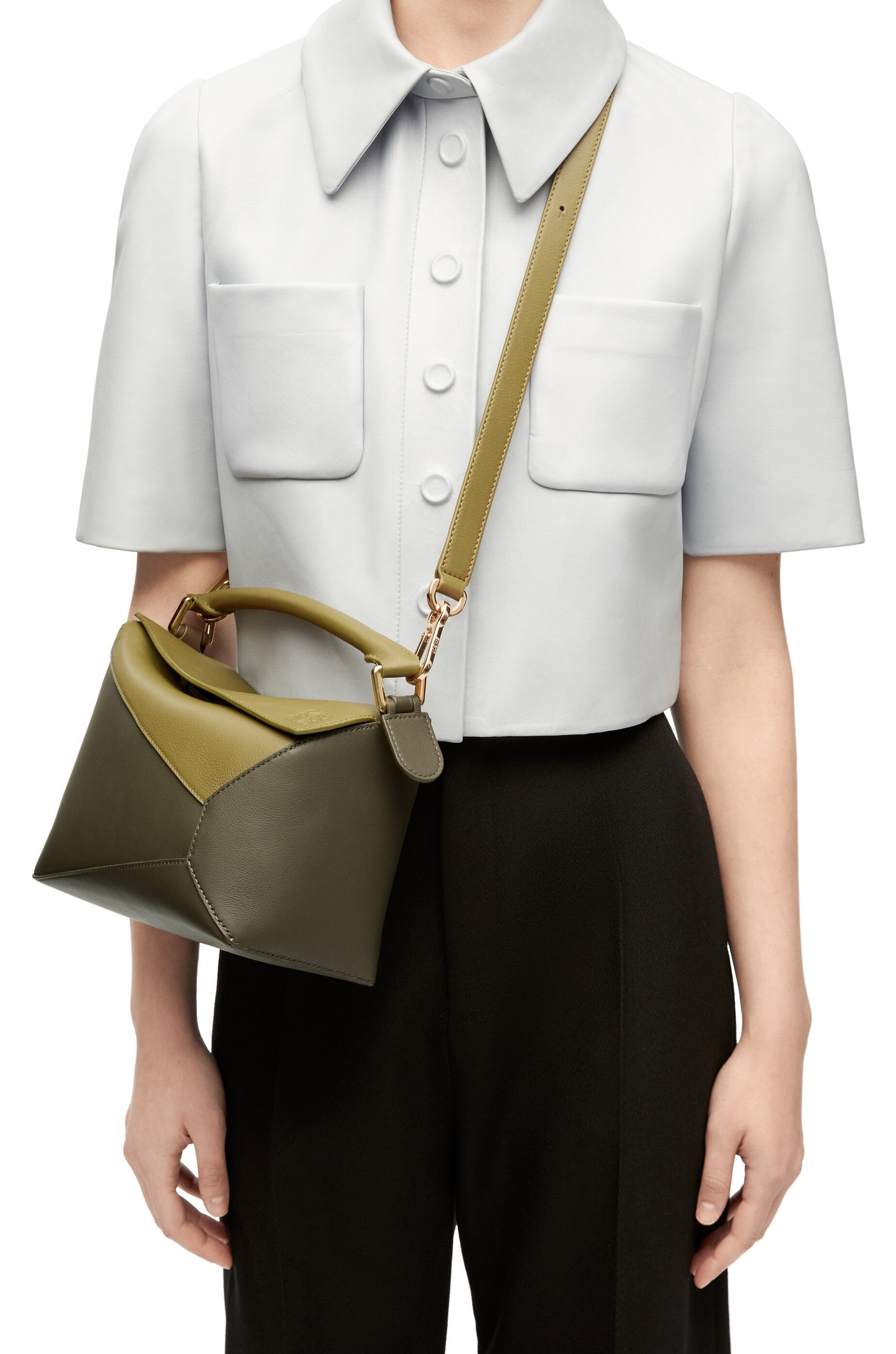 Loewe Small Puzzle Shoulder Bag In Green