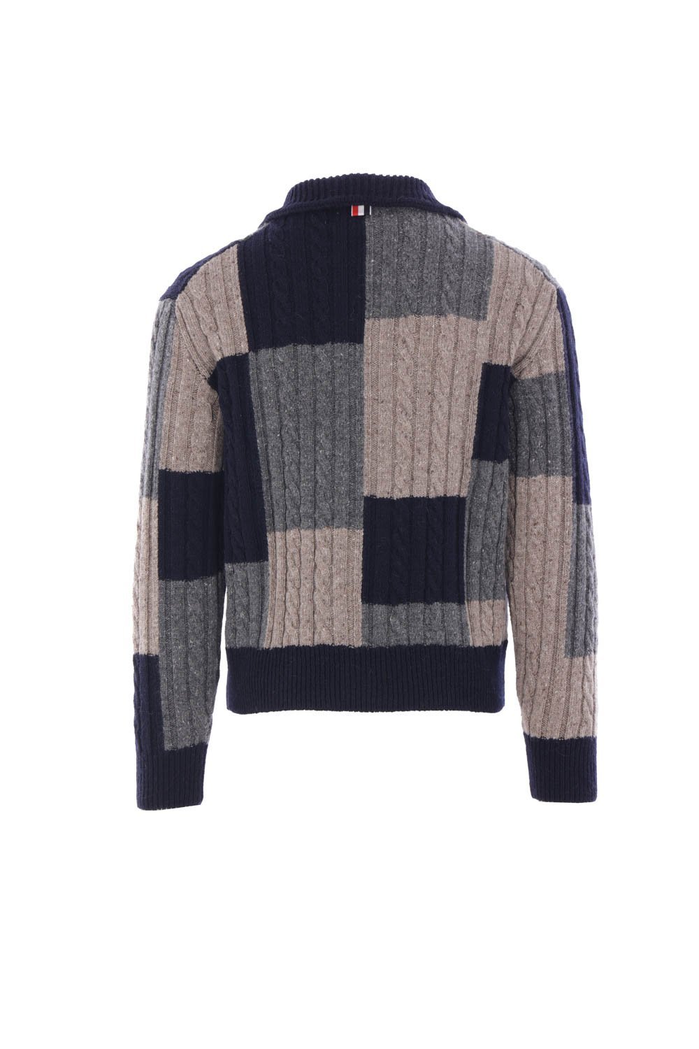 Thom Browne Checked Knitted Cardigan In Multi