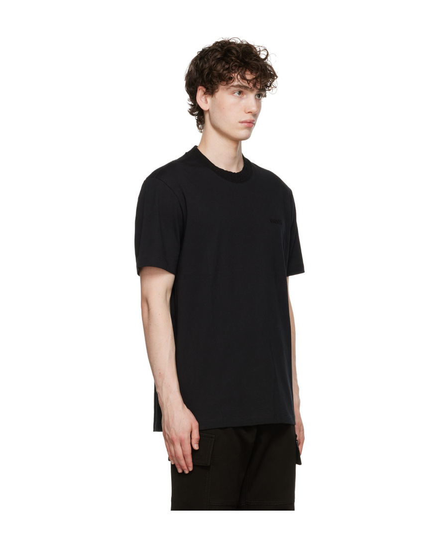 Versace Logo-embroidered Cotton-jersey T-shirt In Black