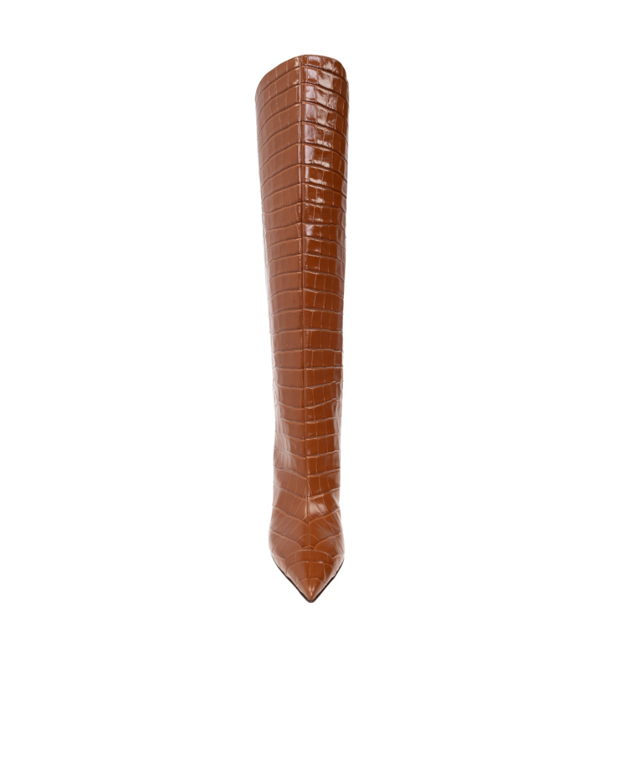 Jimmy Choo Alizze Kb 85 Croc-embossed Leather Knee-high Boot In Brown