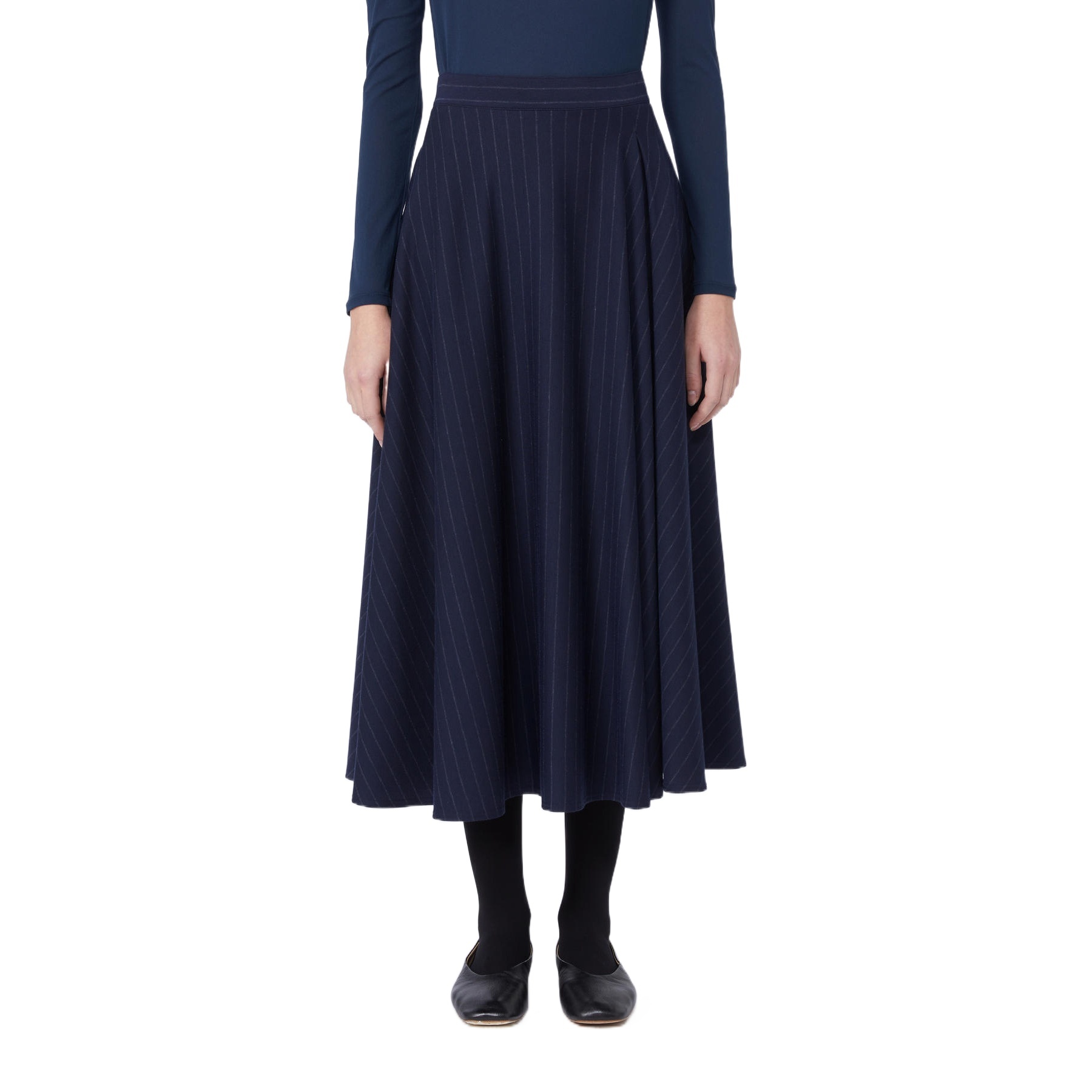 Max Mara Striped Skirt In Black