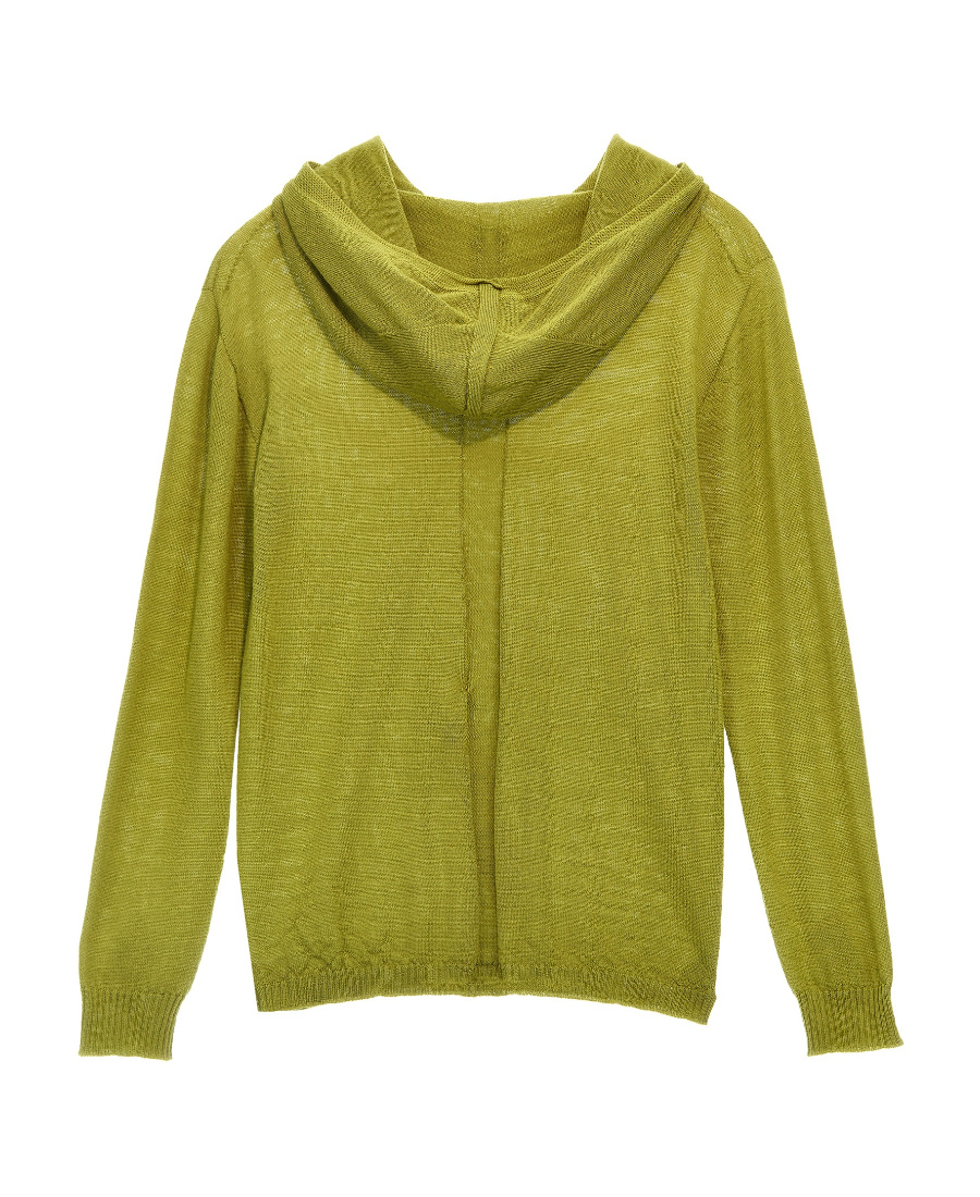 Rick Owens Wool Hooded Sweater In Green