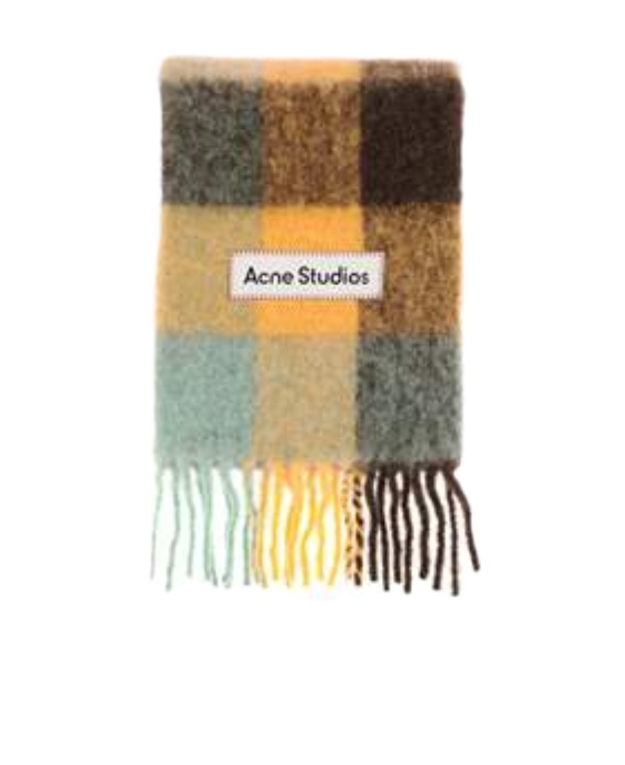 Acne Studios Men Fringed Check Scarf In Multicolor
