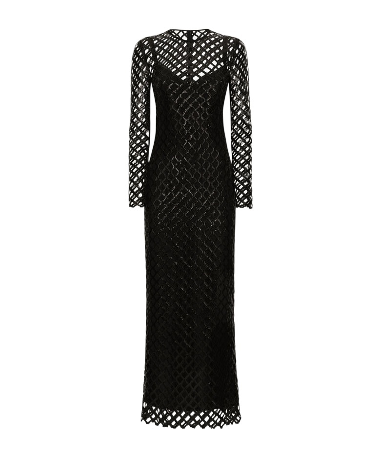 Dolce & Gabbana Sequinned Mesh Maxi Dress In Black