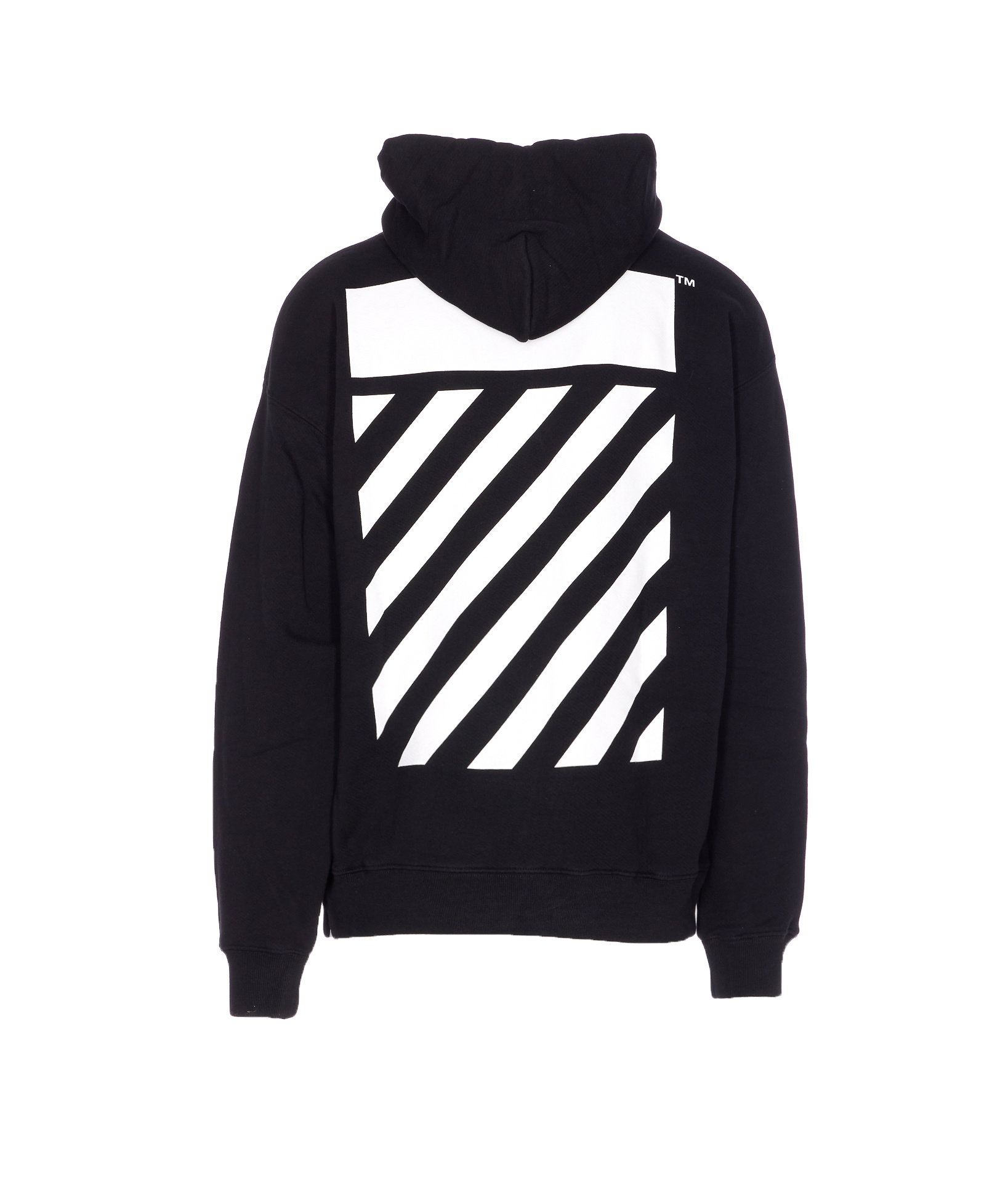 Off-white Flannel Diag Skate Drawstring Hoodie In Black