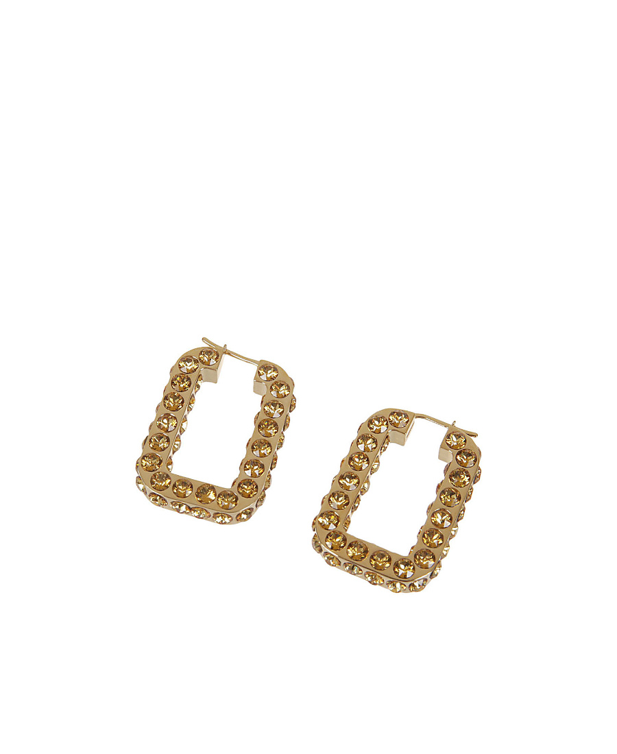 Amina Muaddi Gemstone Embedded Rectangular Hoop Earrings In Yellow