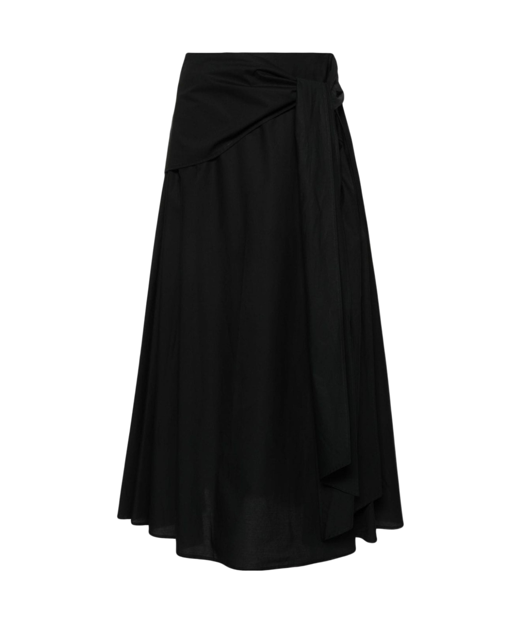 Msgm Cotton Poplin Midi Skirt In Black