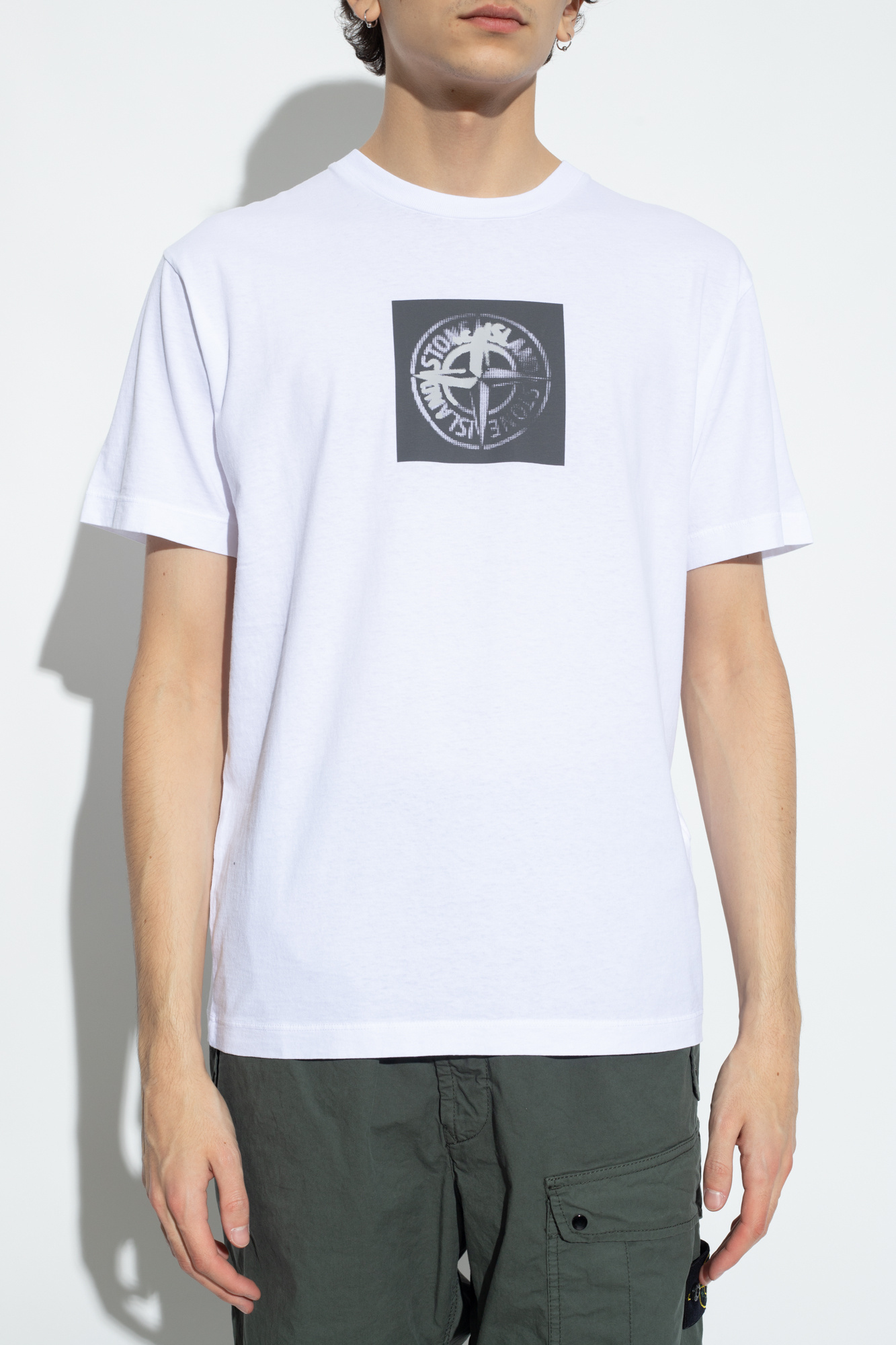 Stone Island Compass-print Cotton T-shirt In White