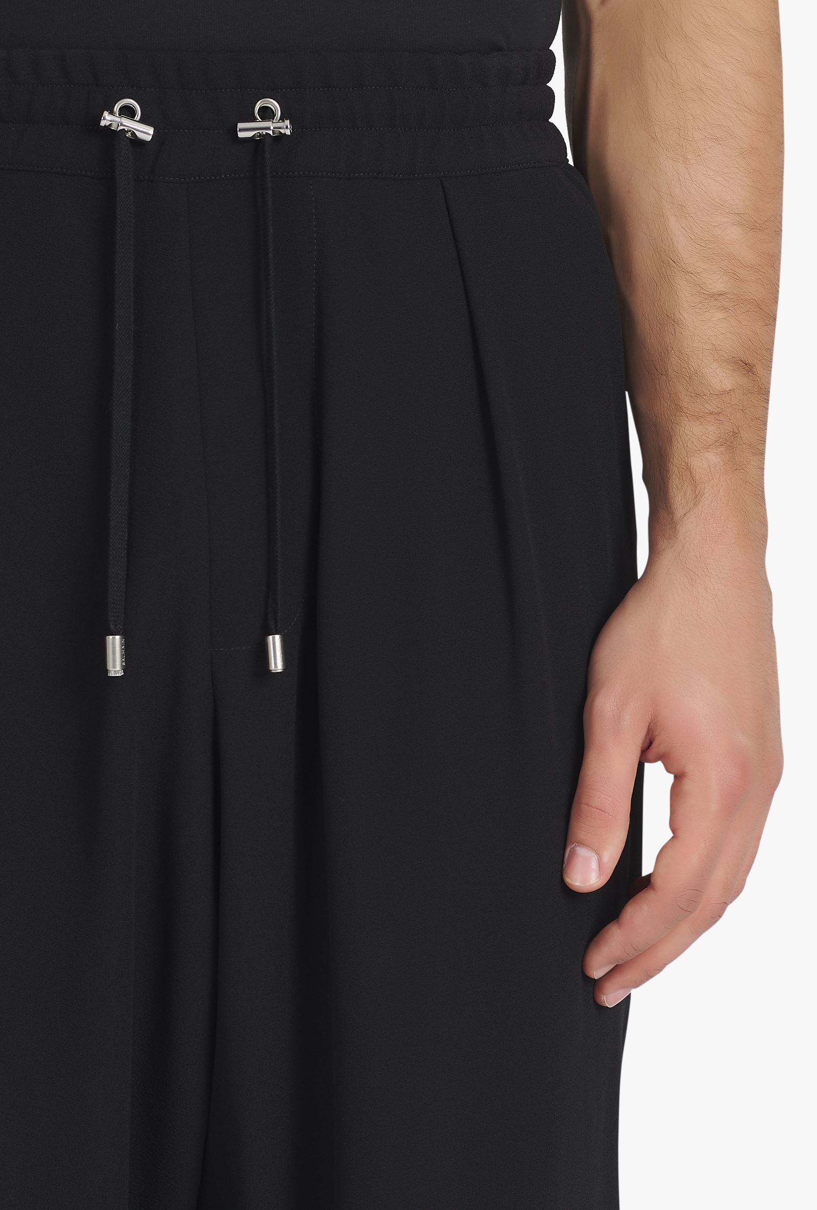 Balmain Timeless Embossed-button Drawstring-waist Trousers. In Black