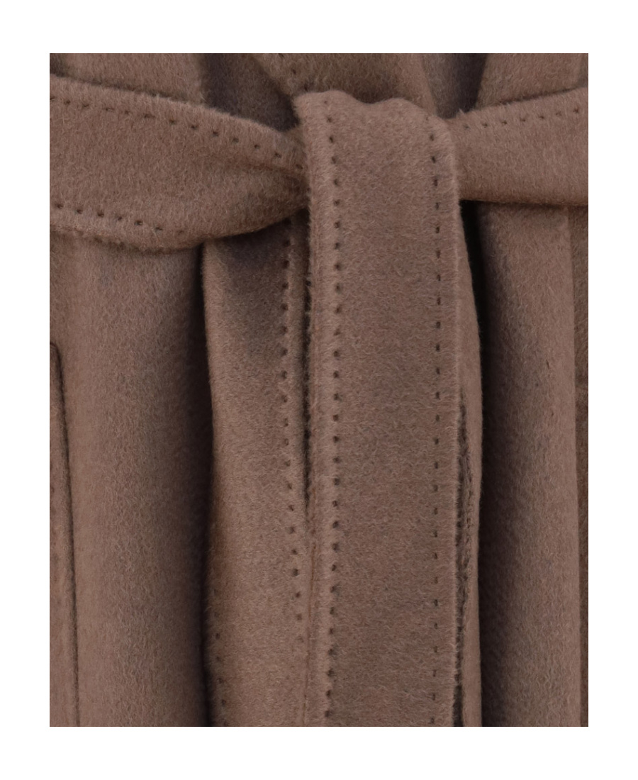 Max Mara Logo Wool Coat In Brown