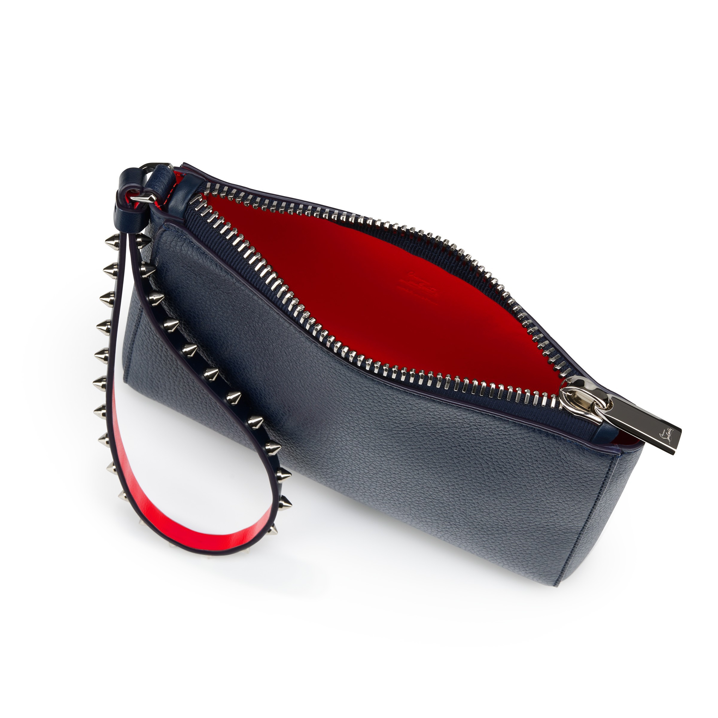 Christian Louboutin Embellished Clutch With Textured Finish And Wrist Strap In Black