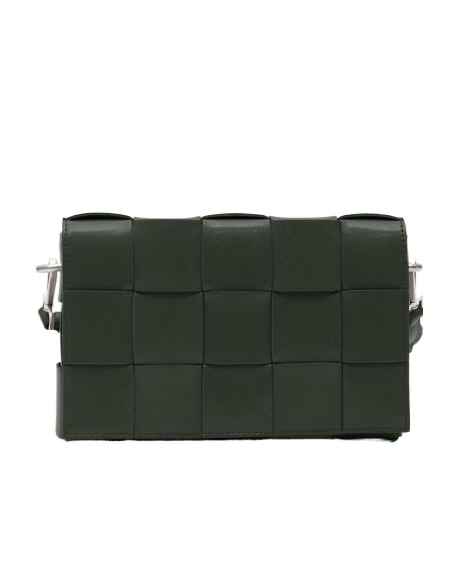 Bottega Veneta Cassette Intreccio Messenger Bag In Green