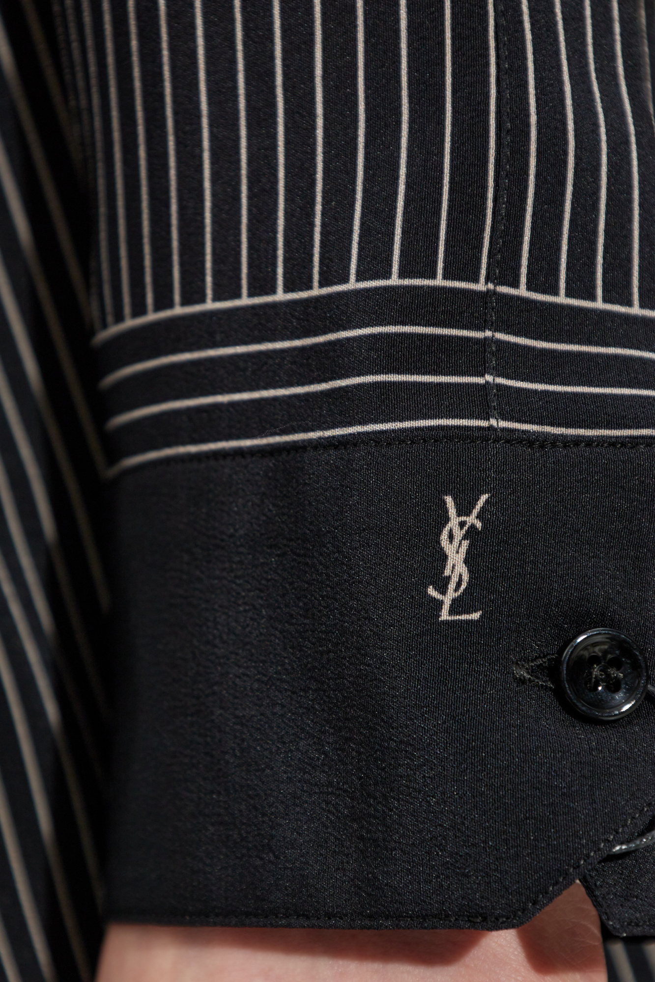 Saint Laurent Lapel Long Sleeve Shirt In Black