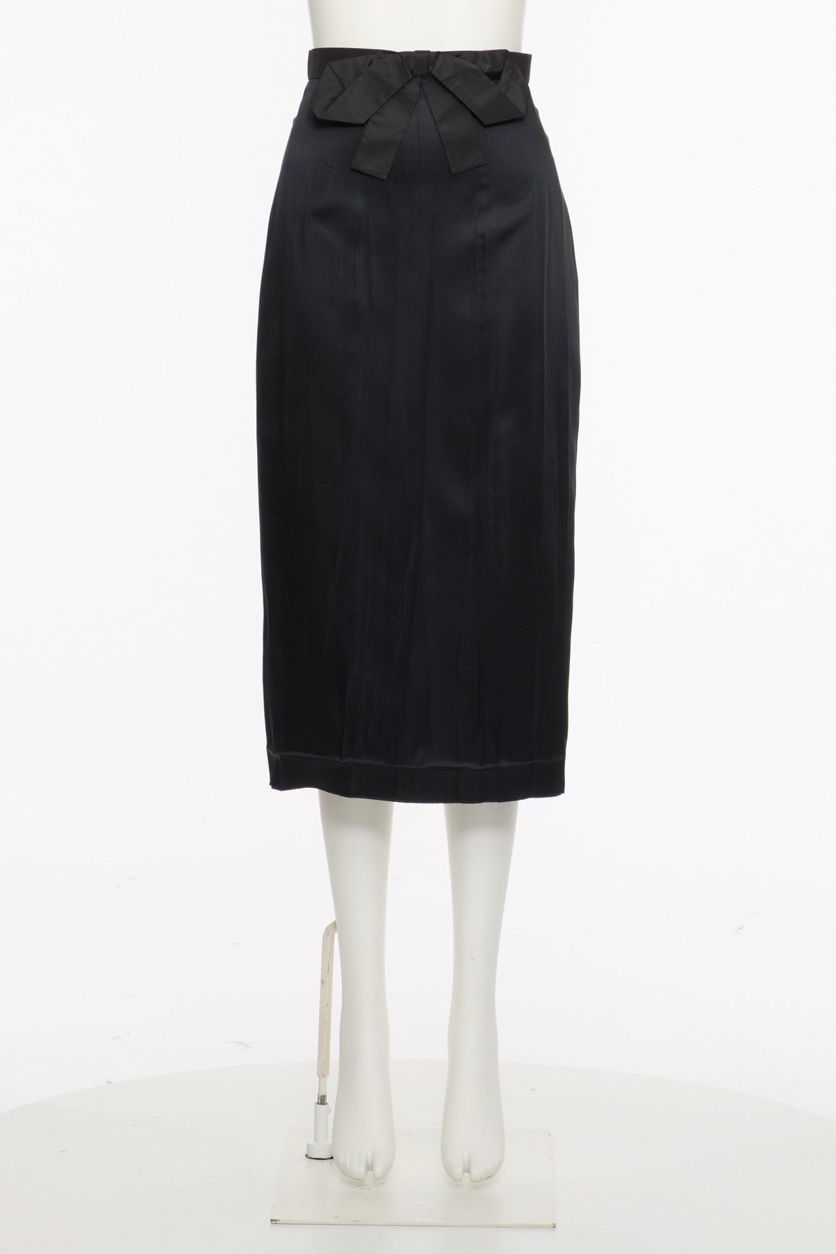 Valentino High Waist Satin Skirt With Bow Detail In Blue