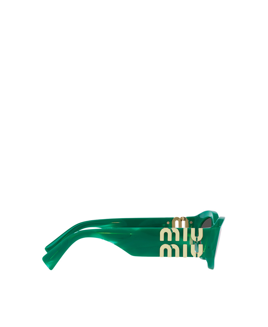 Miu Miu Womens Green Mu 11ws Oval-frame Acetate Sunglasses In Black