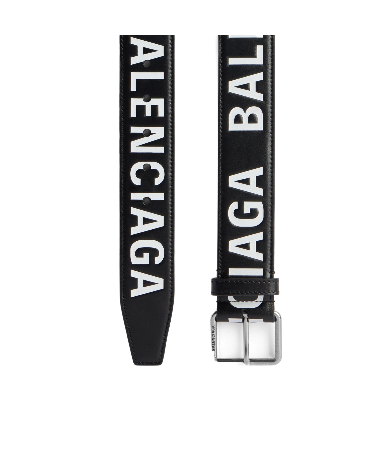 Balenciaga Men's Printed Letters Belt In Black/white In Black