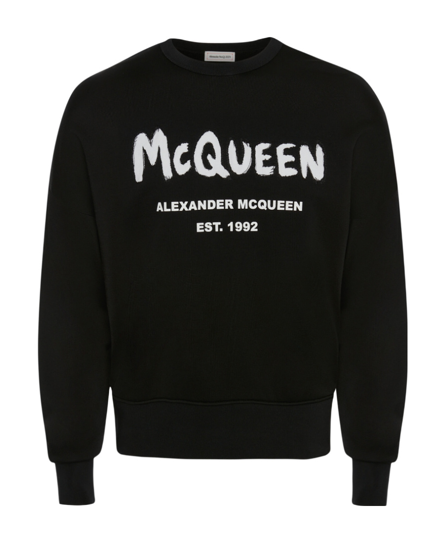Alexander Mcqueen Graffiti Logo-print Cotton Sweatshirt In Black