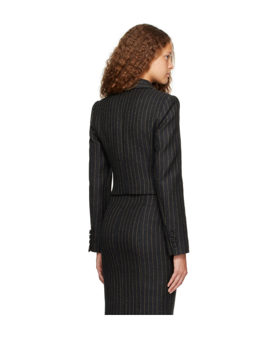 Moschino Cropped Striped Blazer In Black