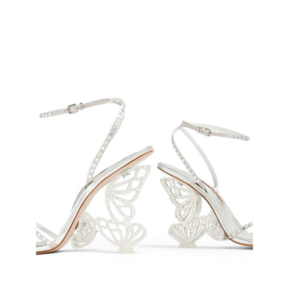 Sophia Webster Paloma Crystal Butterflies-heel Sandals In White