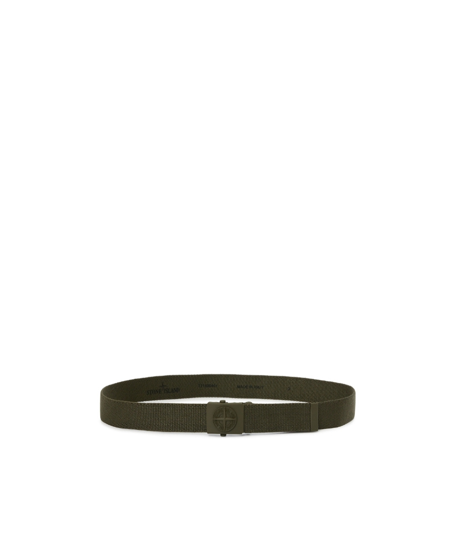 Stone Island Debossed-logo Detail Buckle Belt In Brown