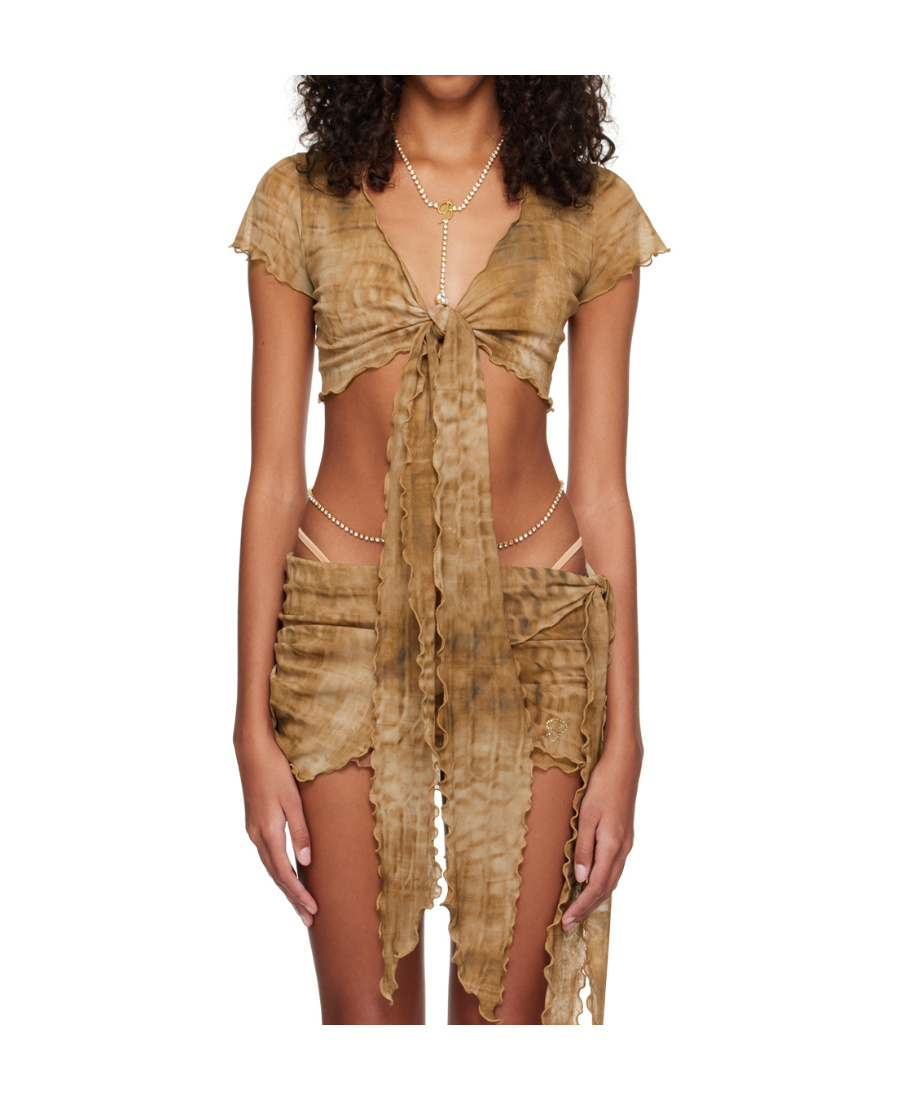 Blumarine Printed Blouse In Brown