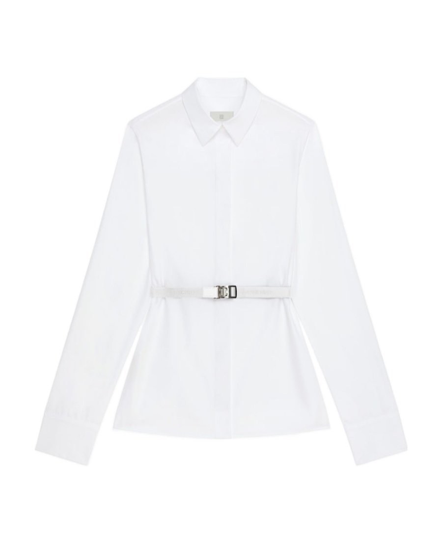 Givenchy 4g Belted Poplin Shirt In White