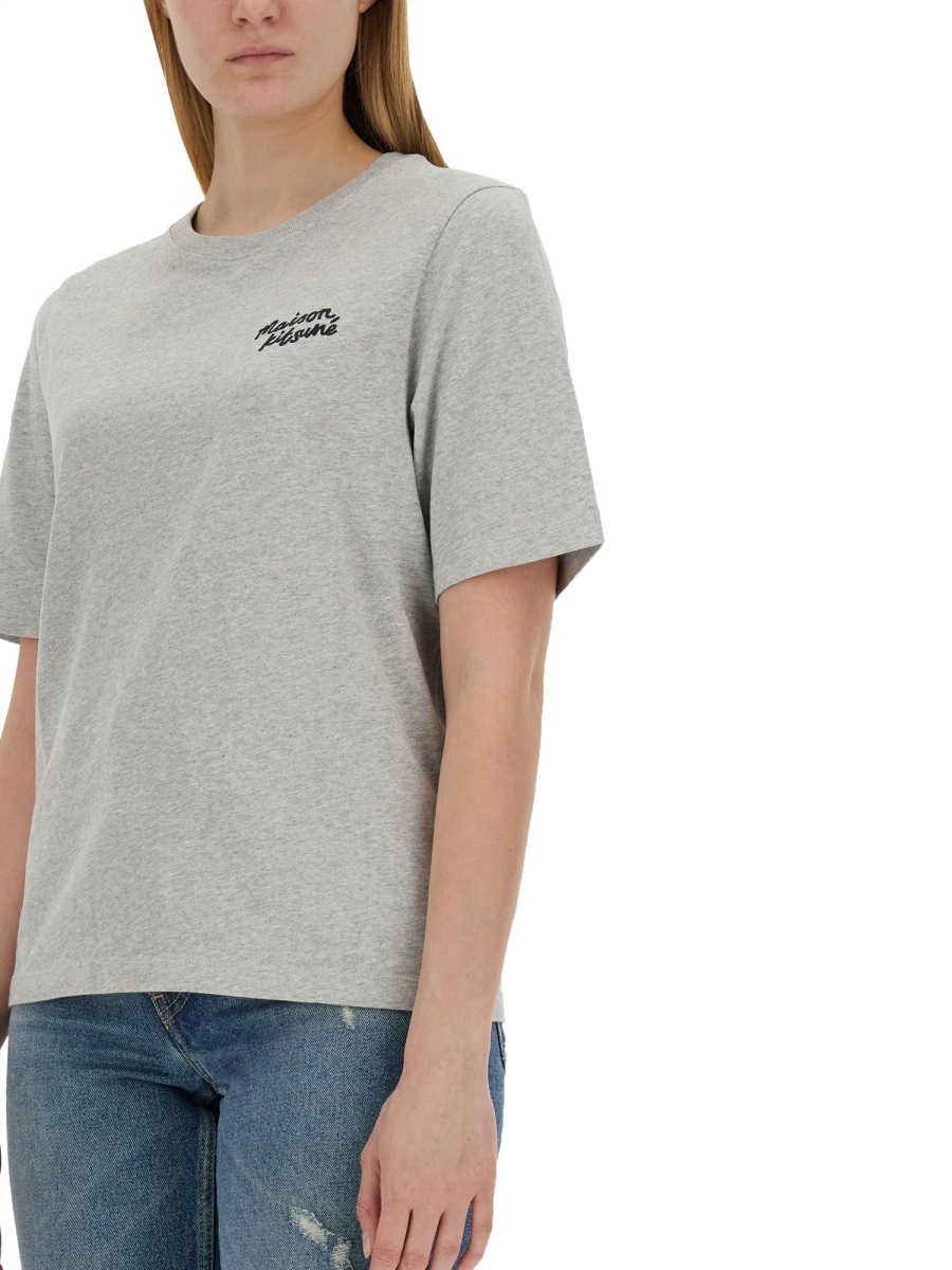 MAISON KITSUNÉ LOGO-EMBROIDERED COTTON T-SHIRT