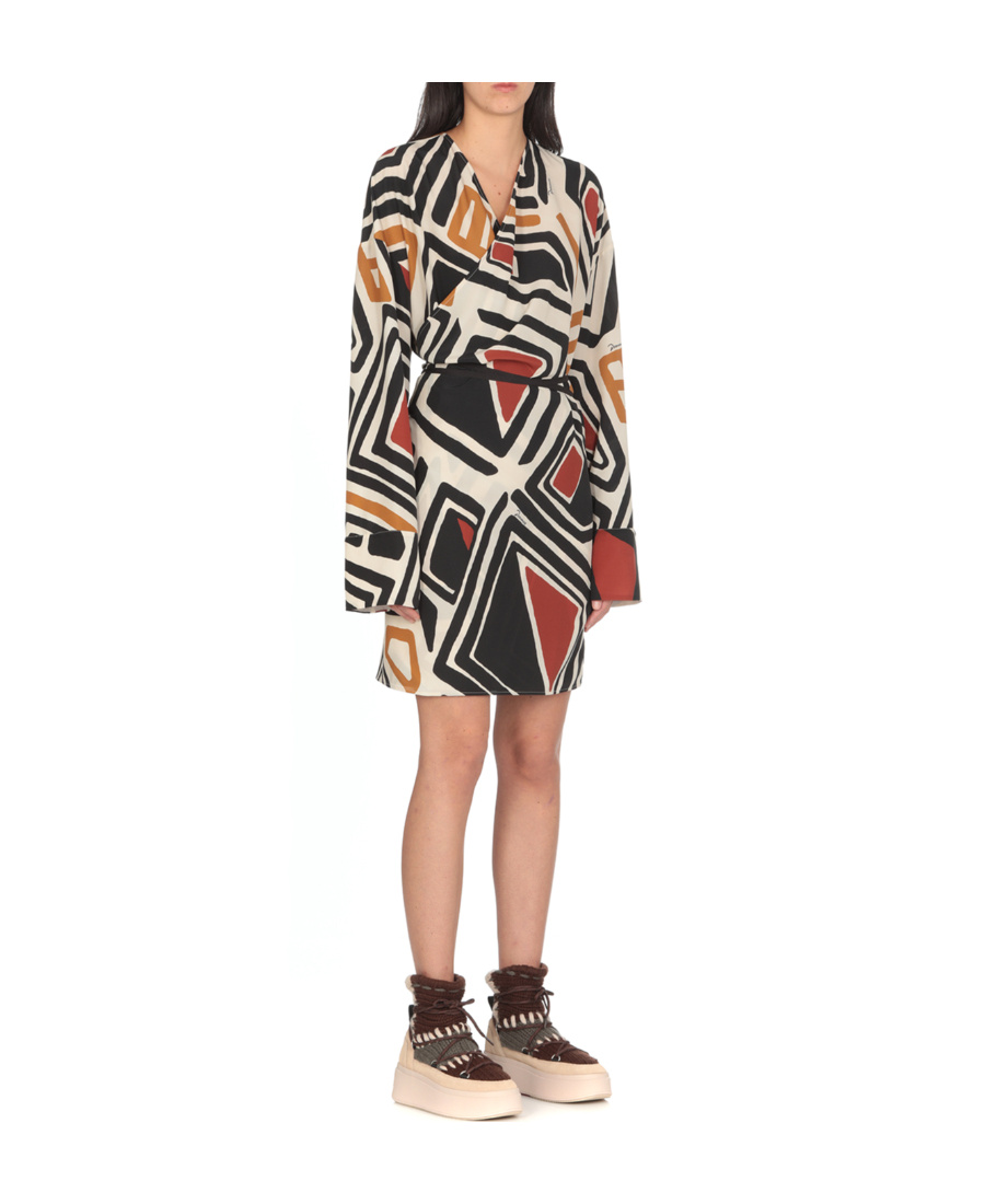 Dsquared2 Geometric Mini Wrap Dress In Black
