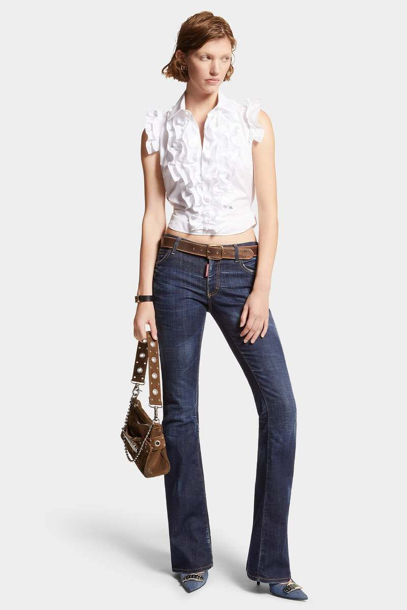 Dsquared2 Medium Rise Denim Flared Jeans In Black