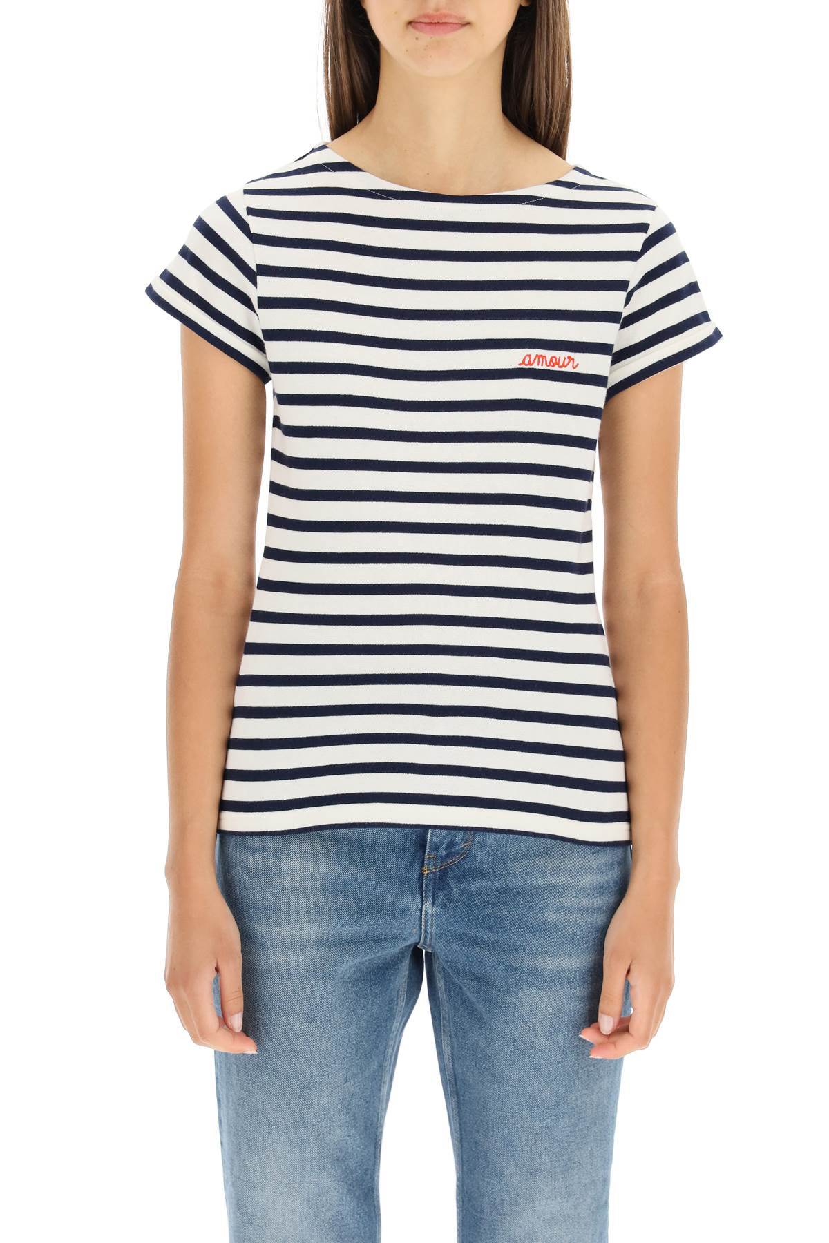 Maison Labiche Striped Organic Cotton T-shirt In White