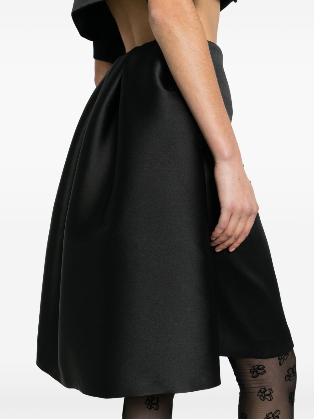 P.a.r.o.s.h Layered Detail Midi Skirt In Black