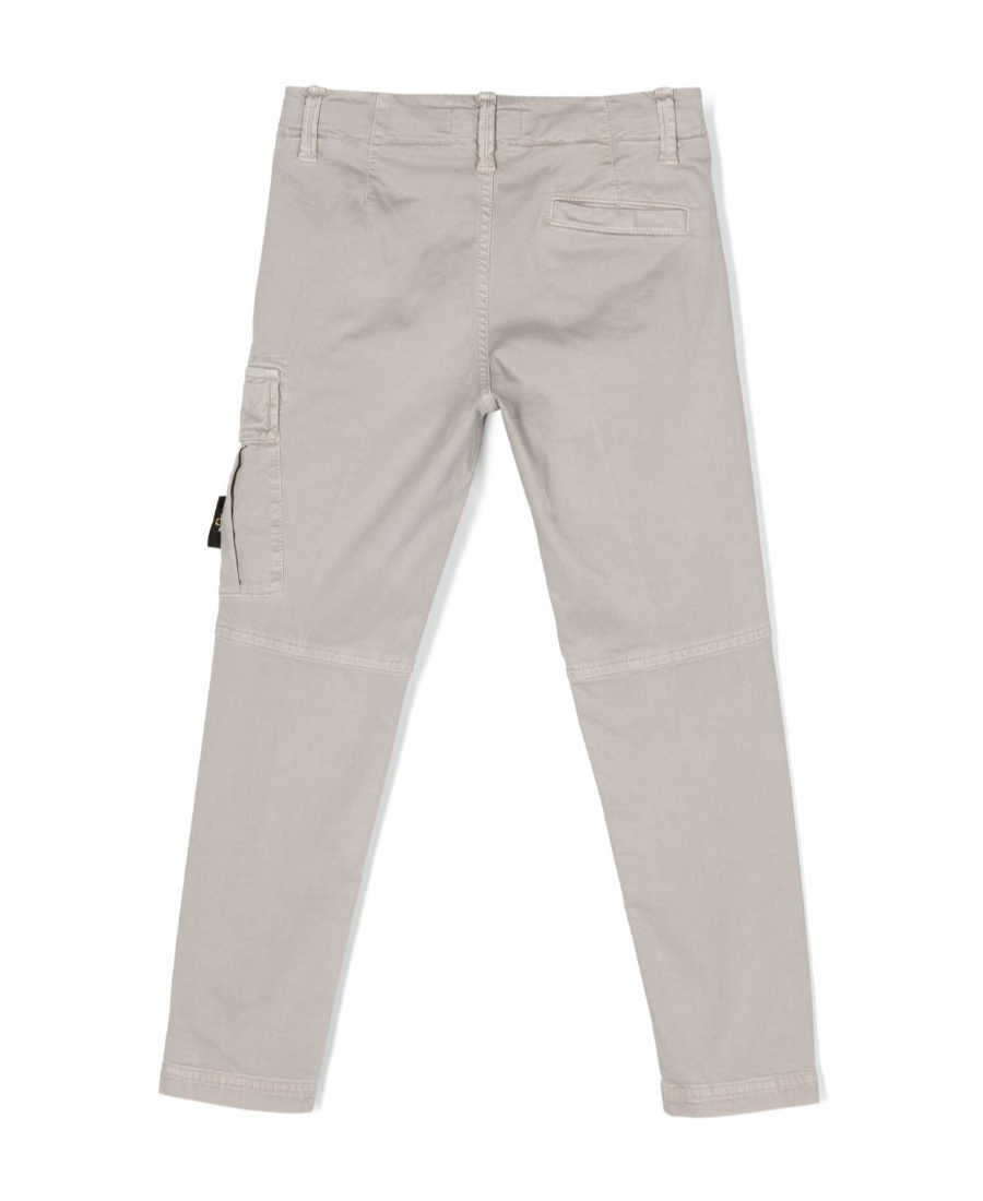 Stone Island Pantaloni Dritti Con Applicazione Compass In Gray