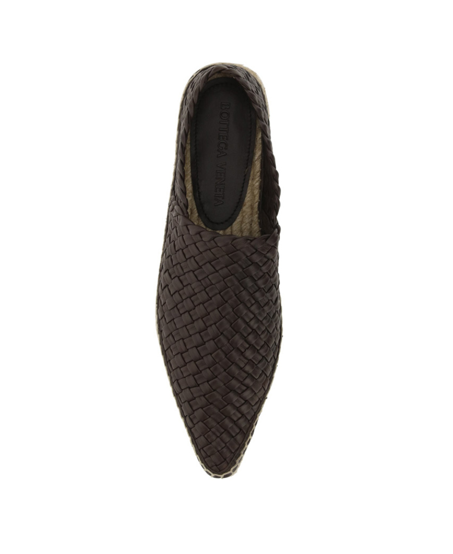 Bottega Veneta Pointed Hemp-soled Shoes In Dark Chocolate