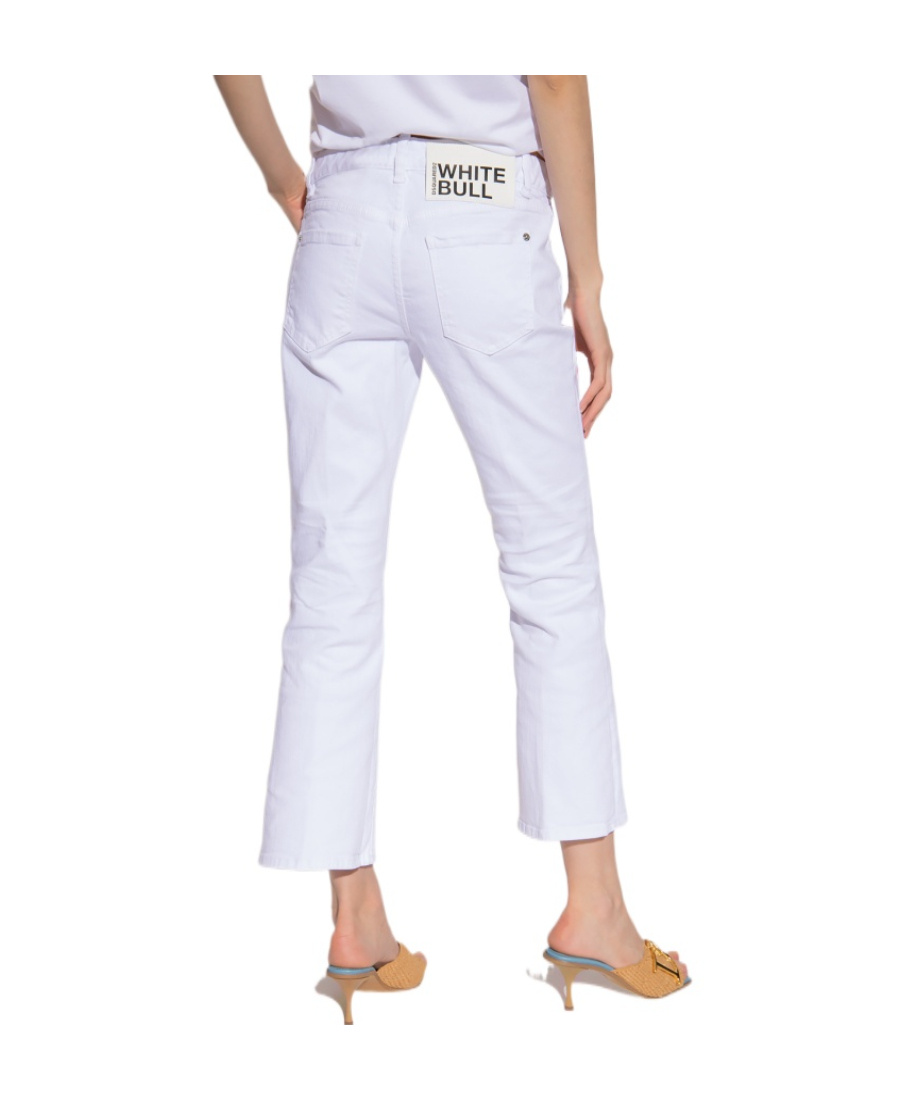 Dsquared2 'wide Leg Cropped' Jeans In White