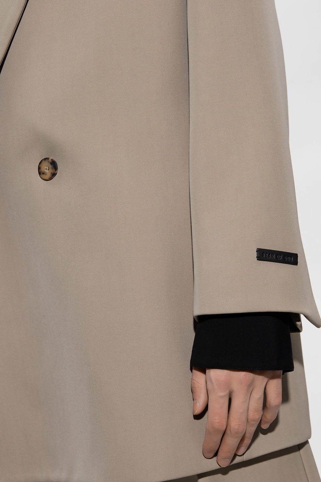 Fear Of God Mens Dusty Beige Brand-patch Double-breasted Relaxed-fit Wool Blazer In Nude